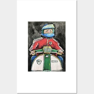 Retro Scooter, Classic Scooter, Scooterist, Scootering, Scooter Rider, Mod Art Posters and Art